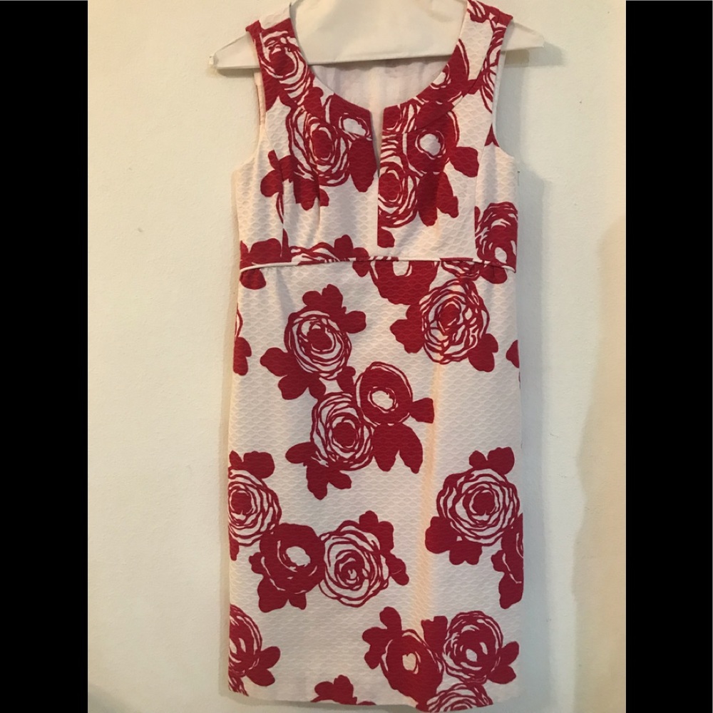 Sleeveless Rose Print A Line Dress by Ann Taylor